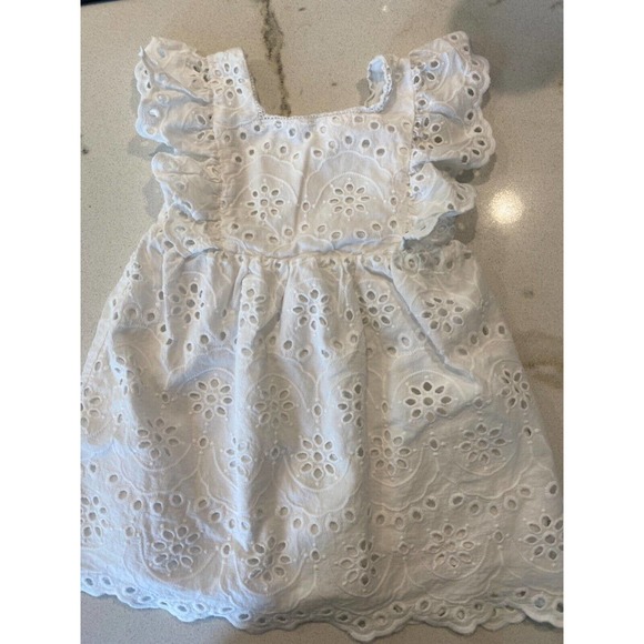 Zara Dresses Zara Baby Girl Dress Size 23 Years White Lined Eyelet Lace Short Sleeves A37